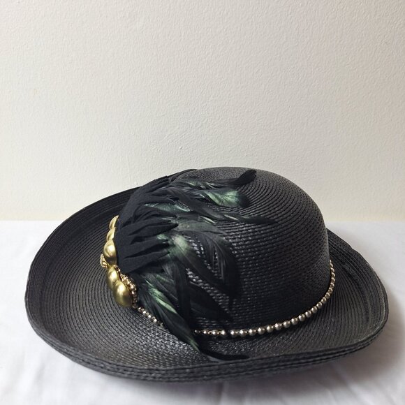 Amalgamated textile clothing union. Made in the USA Vintage feathered black hat - Picture 5 of 15